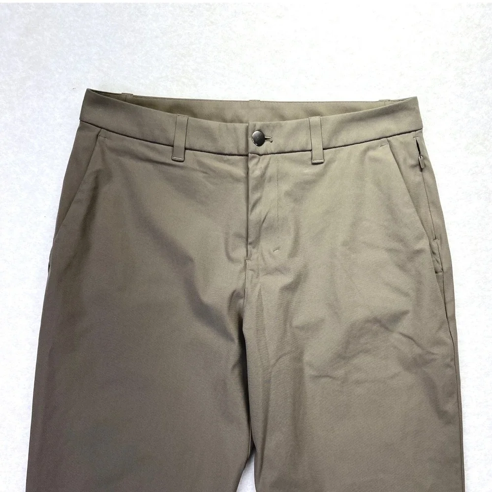 Lululemon Commission Slim Fit Pant 32 Recycled Polyester Khaki Green Golf Chino